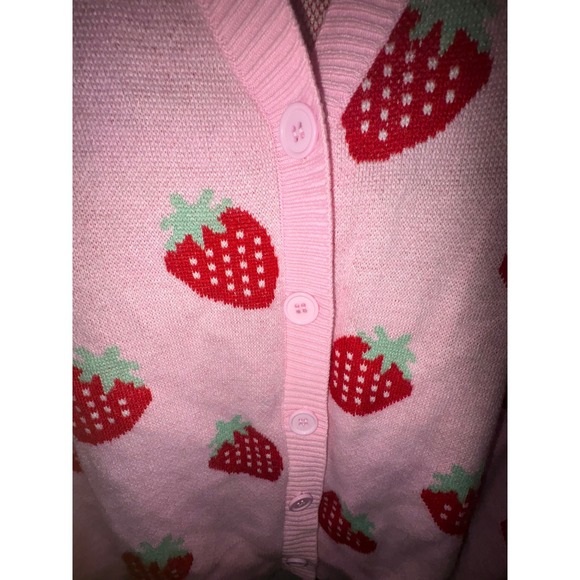 Hot Topic Pink Strawberry Cardigan – Size Medium, Button Front - Picture 3 of 4